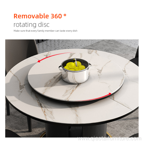 Modern Luxury Round Marble Slab Dining Table Set